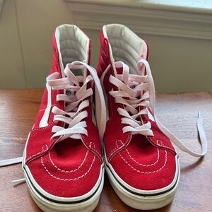 Vans Red High-Top Sneakers with White Accents